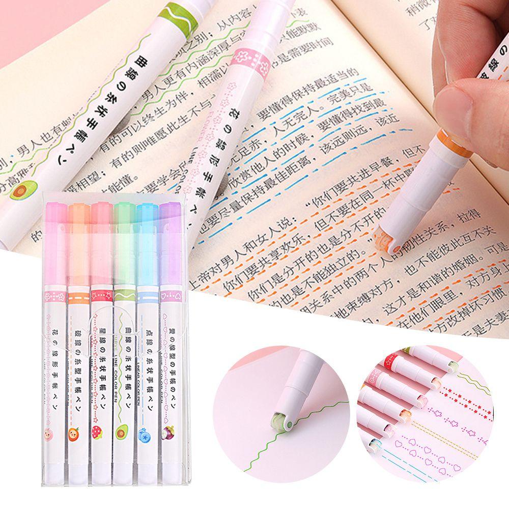 Set 6 Bút Đánh Dấu Dạng Cong Hình Hoa Nhiều Màu Sắc Nghệ Thuật Dành Cho Văn Phòng