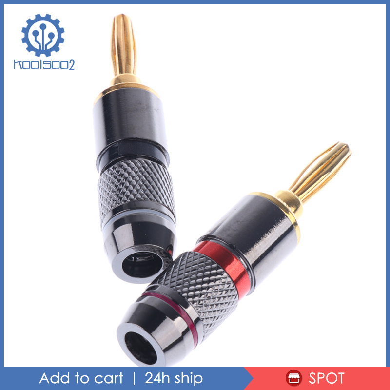 [KOOLSOO2]1pair Speaker Banana Plug Gold Dual Screw Plated Audio   Connector