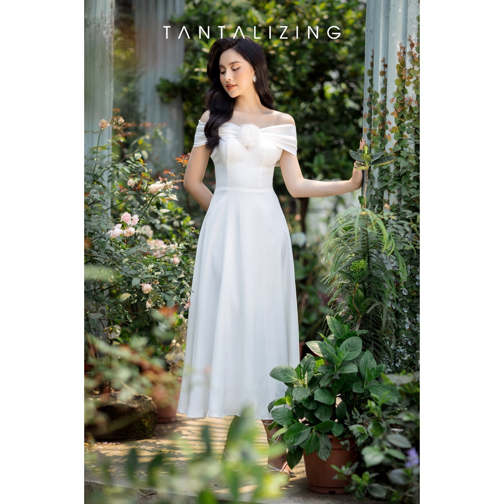 Váy đi tiệc Camellia Dress trắng tinh khôi | Tantalizing Design