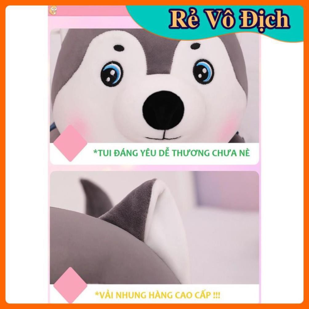 Gấu bông gối ôm chó bông husky áo kẻ chất miniso đáng yêu nghộ nghĩnh