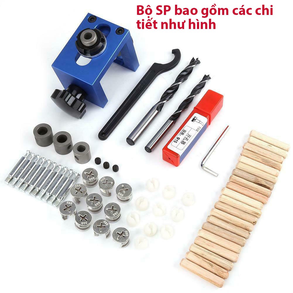 Bộ cữ khoan ốc cam ván gỗ và phụ kiện tặng kèm 10 bộ ốc cam + 20 chốt gỗ