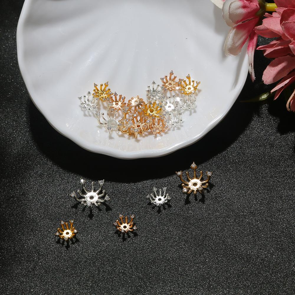 Nút đồng đính đá zircon BEADIA chèn giữ phụ kiện làm đồ trang sức thủ công