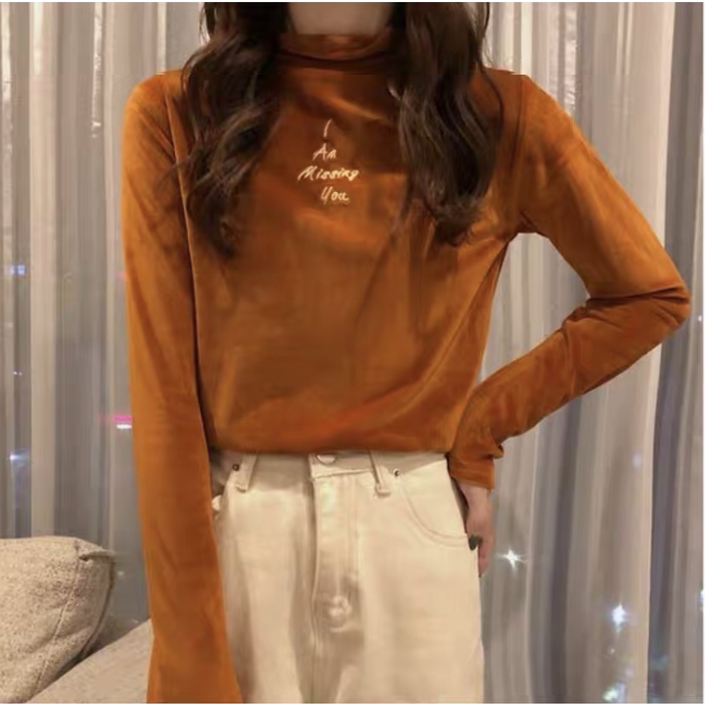 [Hàng quảng Châu]SP6965 Áo giữ nhiệt nhung thêu chữ I Miss U
