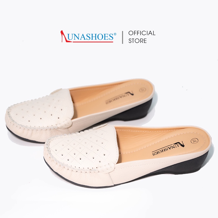 Sục nữ 3p LUNASHOES 32502 giày da bò thật chất lượng cao bảo hành 2 năm 1 đổi 1 dễ phối đồ đi êm dép trung niên cho mẹ