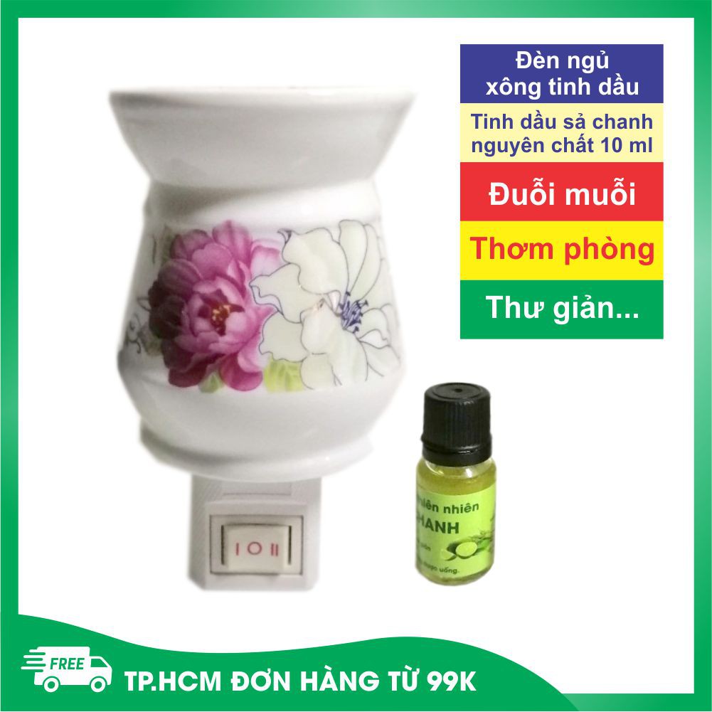 Đèn ngủ xông tinh dầu ⚡️ FREESHIP ⚡️ Đèn ngủ xông tinh dầu cắm tường tặng kèm tinh dầu sả 10 ml - Shop 5539