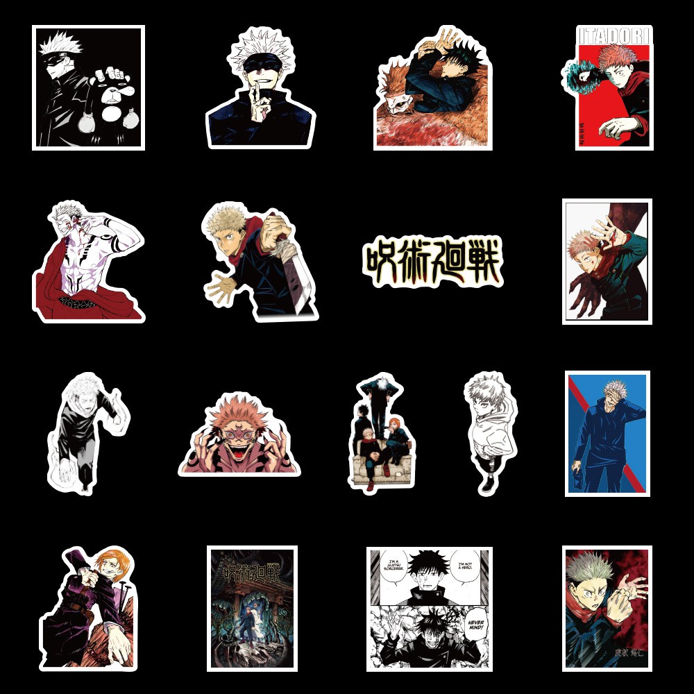 Miếng dán Sticker anime Jujutsu Kaisen trọn bộ 100 hình - In rõ ràng sắc nét khó tróc