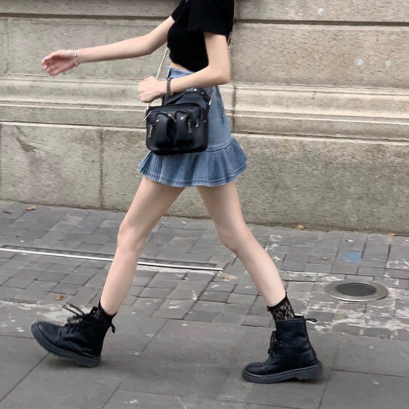 2101443 Chân váy jeans nữ ulzzang có giãn chất jeans mềm body tôn dáng thời trang basic | BigBuy360 - bigbuy360.vn