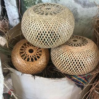 Chao đèn mây tre 1 lớp tròn