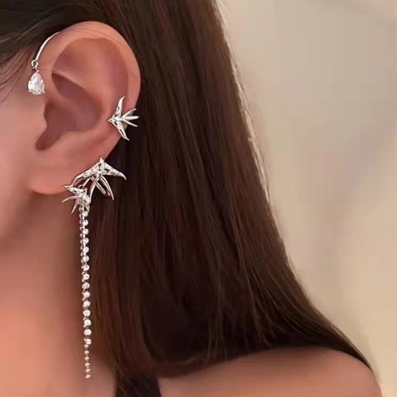 (MớI) Bông Tai HợP Kim DạNg DàI HìNh CáNh Thiên ThầN ĐíNh Đá timetunnel