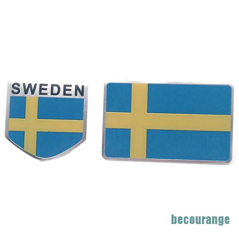 [becourange]1Pc Sweden flag logo emblem alloy badge car motorcycle decor stickers