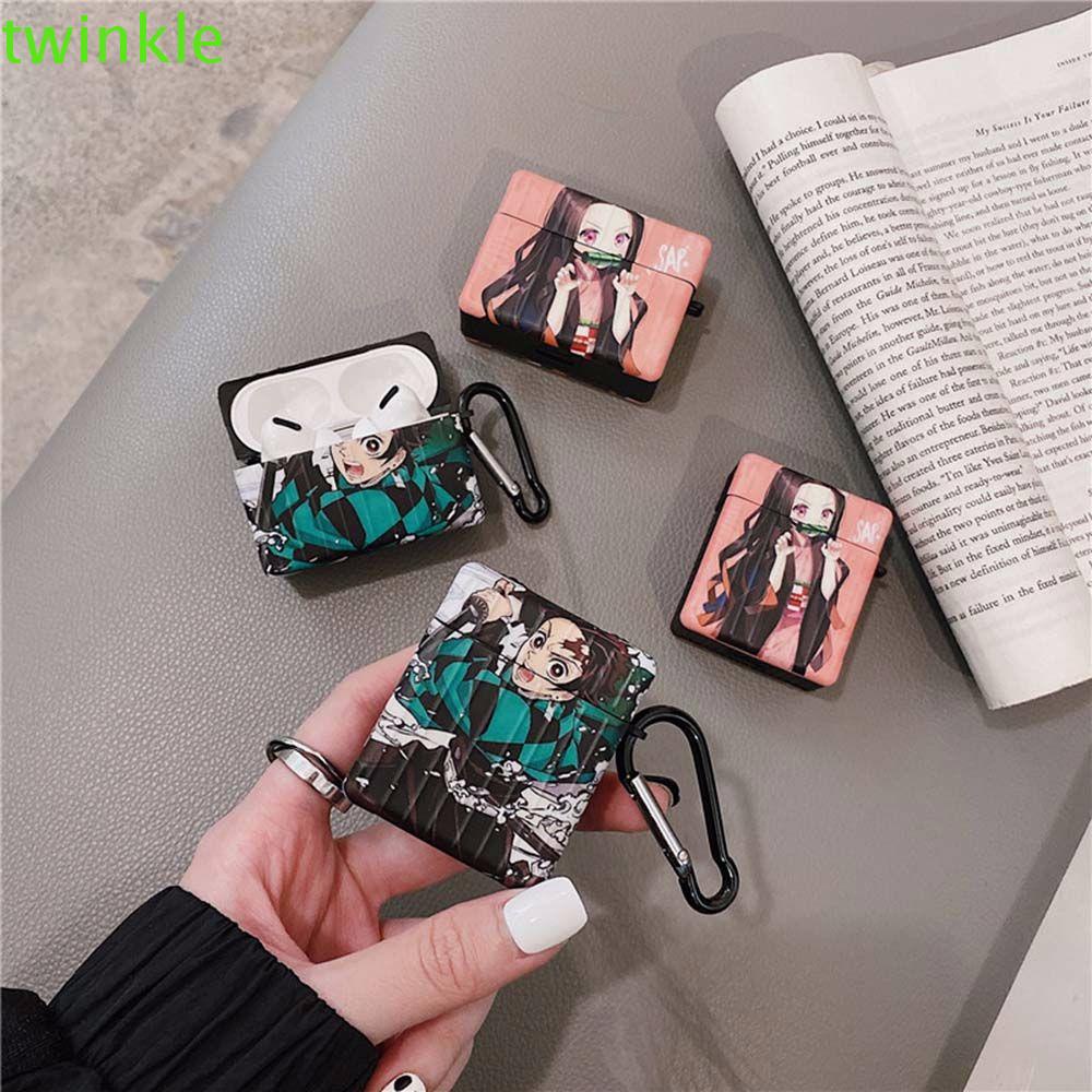 TWINKLE Cartoon Anime Demon Slayer Shockproof Earphone Cases Airpods Cases Headphone Protect Cover Kamado Tanjirou Anime Charging Case Silicone for Airpods pro 3 Bluetooth Headset Case/Multicolor