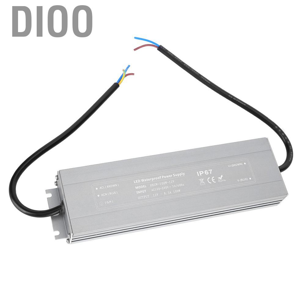 Dioo HRUW-100W-12V Ultra-thin Power Supply IP67 Waterproof LED Driver Transformer 100-240VAC