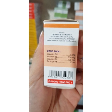 1 lọ 20 ml babevit bổ sung 3 loại vitamin nhóm b cho vật nuôi