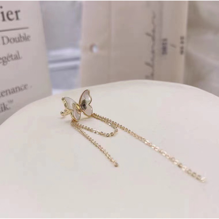 Khuyên Tai Dạng Kẹp Hình Bướm Màu Trắng Phong Cách Hàn Quốc Mới 2022 Niche Ins Không Xỏ Lỗ Dành Cho Bạn Nữ