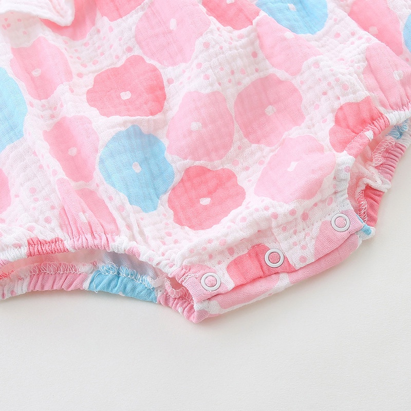 Áo Liền Quần Bằng Cotton Mềm Mại Không Tay Thêu Ren Hoa Dành Cho Bé Gái Sơ Sinh 0-3 2055