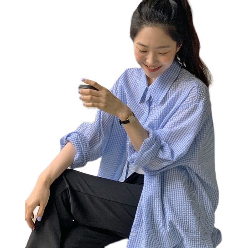 Áo sơ mi RENJIANVSHENG 185566 dài tay kiểu Hàn Quốc cá tính trẻ trung