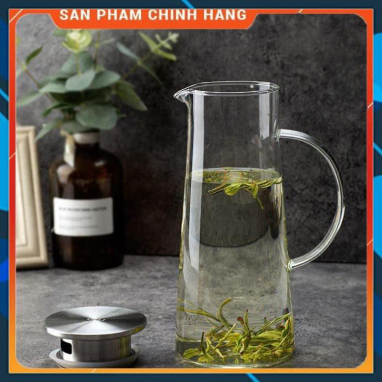 CHÍNH HÃNG -  Ấm pha trà Deli  inox 1400ml,bình pha trà thủy tinh ,bình ủ trà cao cấp,bình đựng nước 1300ml