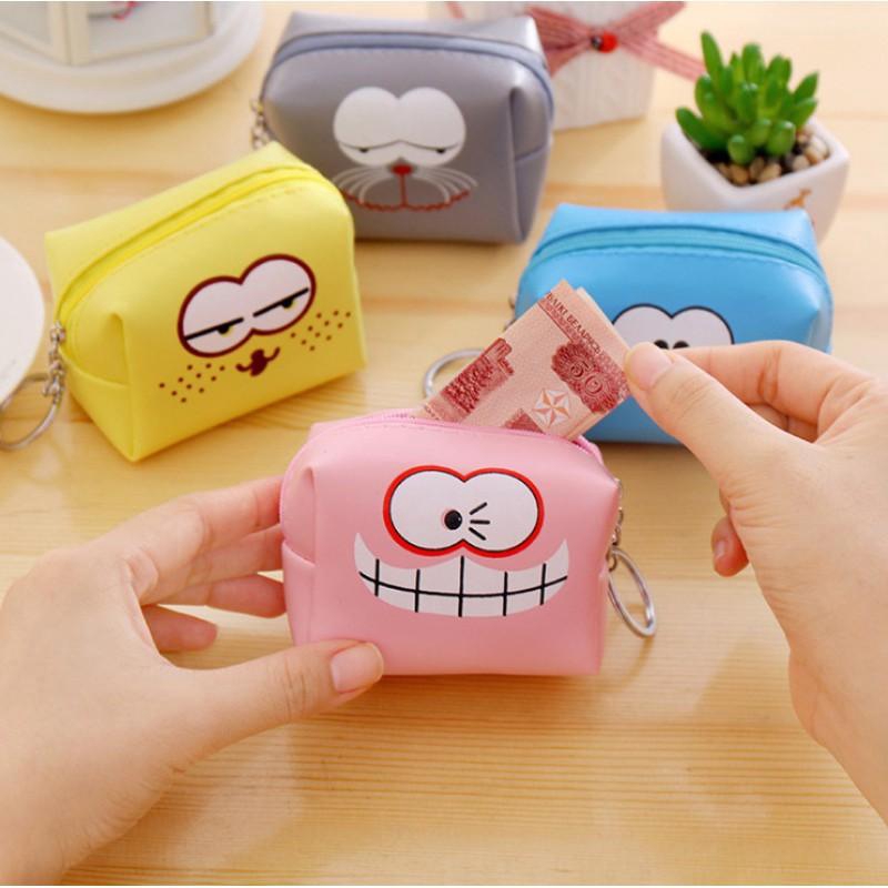 Bóp Da Pu Hình Vuông Hoạ Tiết Hoạt Hình
