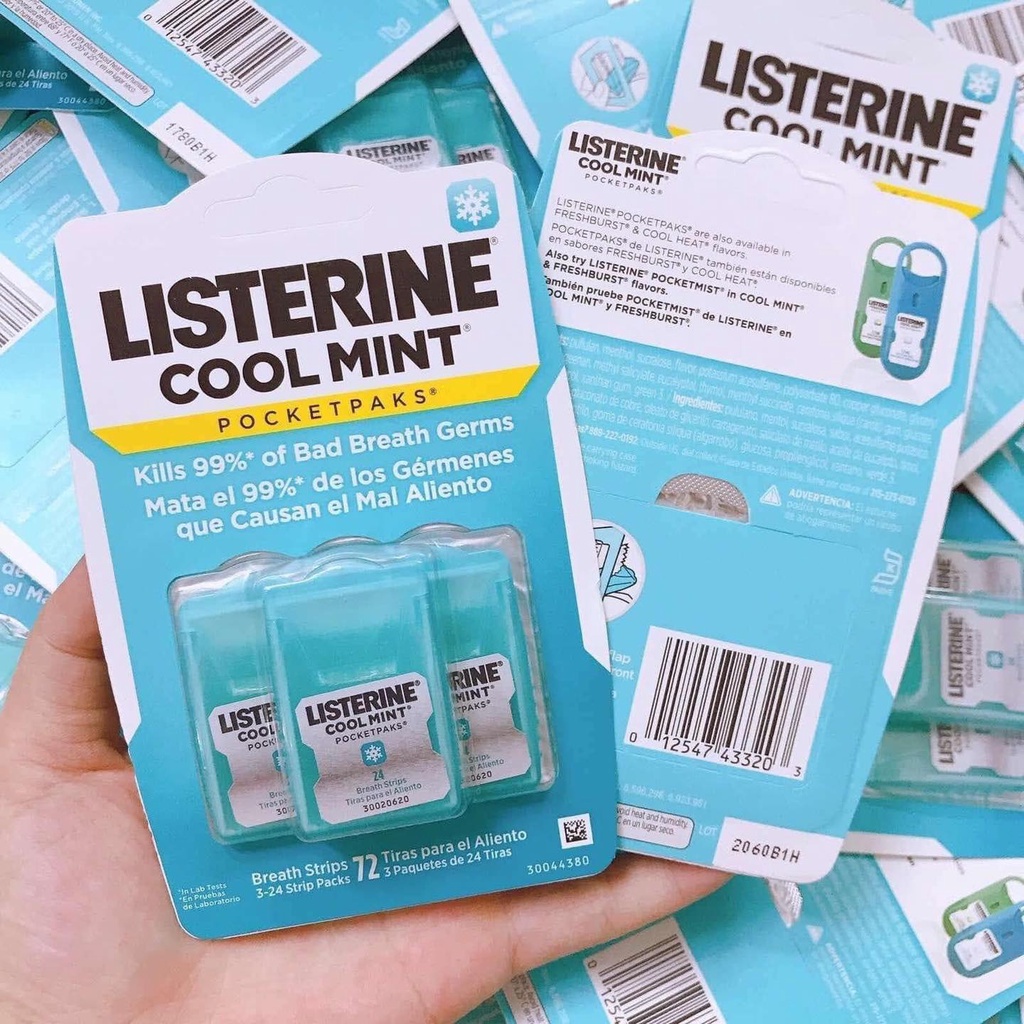 Miếng Ngậm Thơm Miệng Listerine Cool Mint Pocketpacks Mỹ 72 Miếng Thơm Miệng