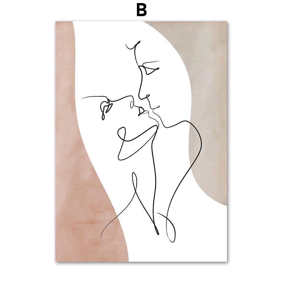 Tranh Vải Bạt Treo Tường In Hình Cô Gái Trừu Tượng Trang Trí Phòng Khách Phong Cách Bắc Âu