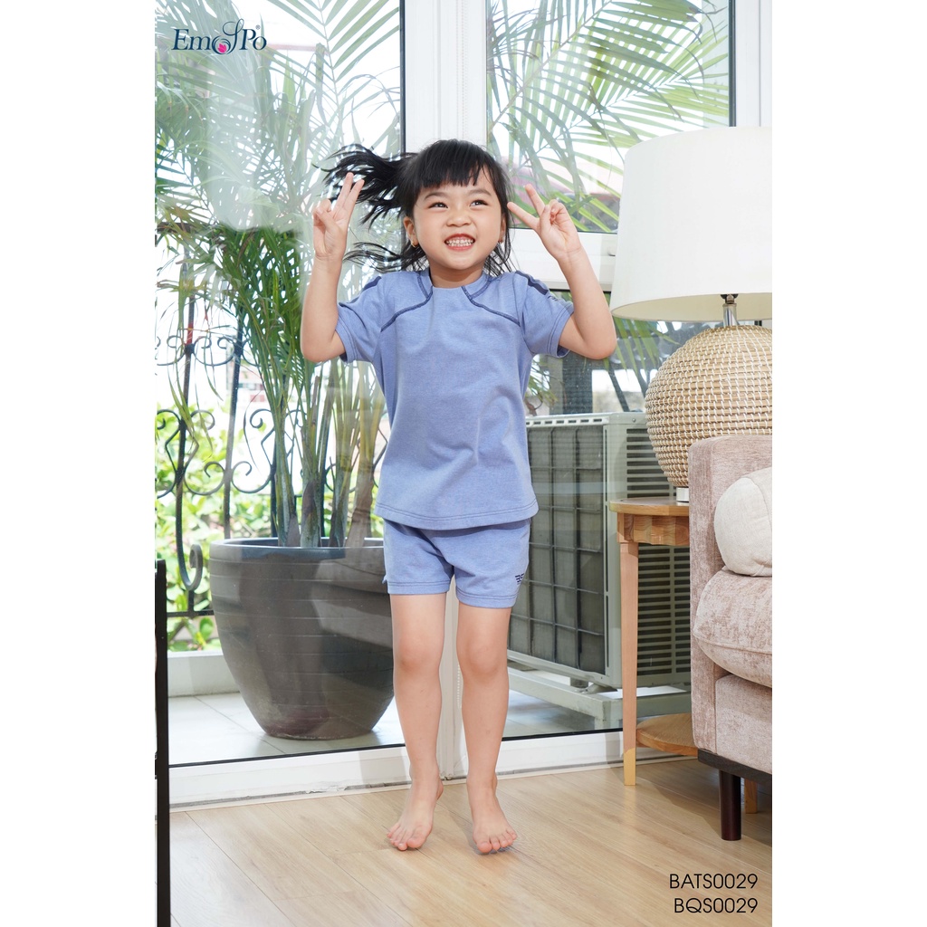 Bộ thun bé gái Emspo , áo cổ tròn, in sọc ở tay áo kèm quần BQS0029 BATS0029