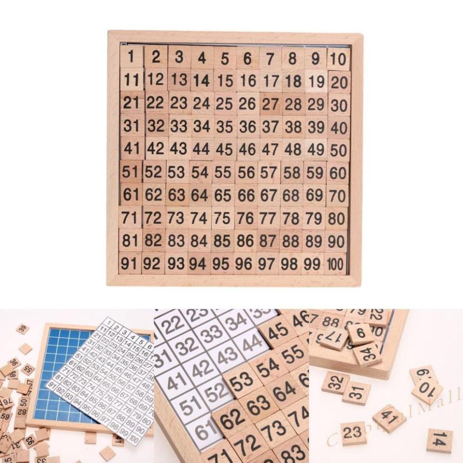 [LOẠI 1 SỐ RÕ NÉT] Bảng 100 Gỗ Tập Đếm Số 1-100 Cho Bé - Giáo cụ Montessori