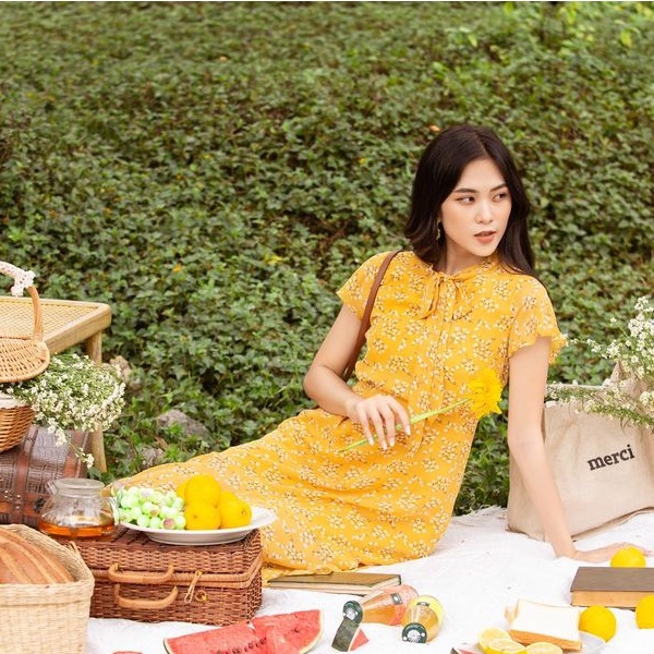 Đầm Hoa Mùa Hè Cổ Nơ Nhật Hạ - Đầm Hoa - LAHOA