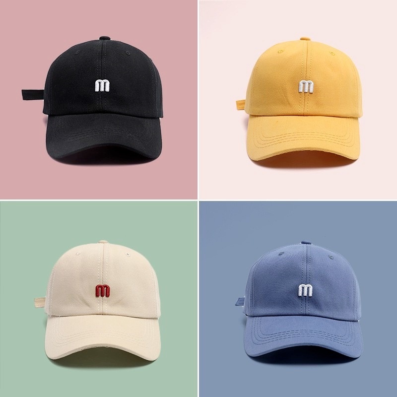 Nón Lưỡi Trai Thêu Chữ M Phong Cách Hip Hop Hàn Quốc