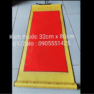 Bộ 4 TẤM biểu lụa  đỏ thư pháp /Giấy viết thư pháp liễn bồi lụa