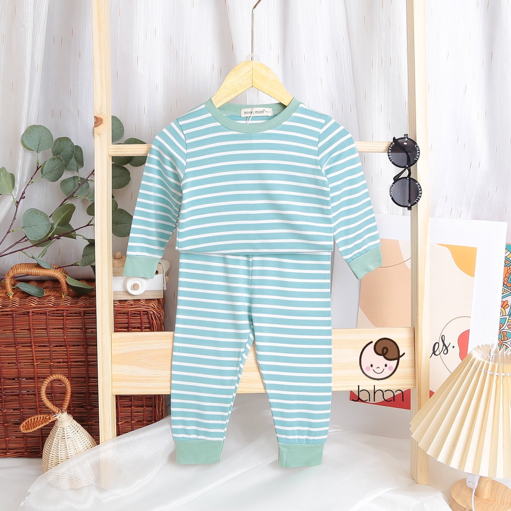 Bộ Dài Tay Cho Bé Trai, Bé Gái Minky Mom Vải Cotton Xuất Hàn Dệt Sọc Mềm Mịn, Bộ Thu Đông Cho Bé Mặc Nhà TDSOC2