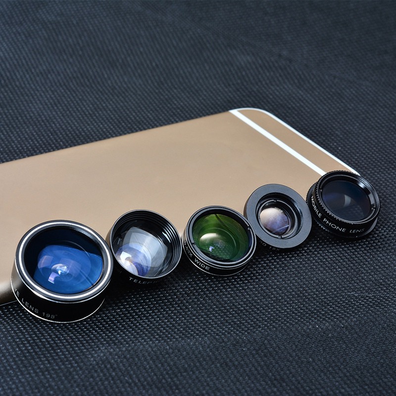 Apexel Universal Clip 5 In 1 Camera Lens Kit For Iphone Samsung