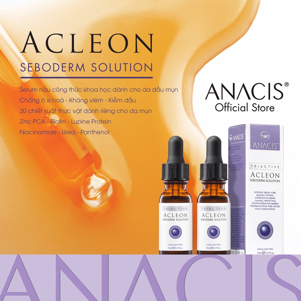 Serum cho da dầu mụn Acleon Seboderm Solution thương hiệu Anacis 15ml 55ml