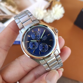 Đồng hồ nam casio 💖freeship💖đồng hồ casio mtp-1246d-2avdf mặt xanh dây kim loại