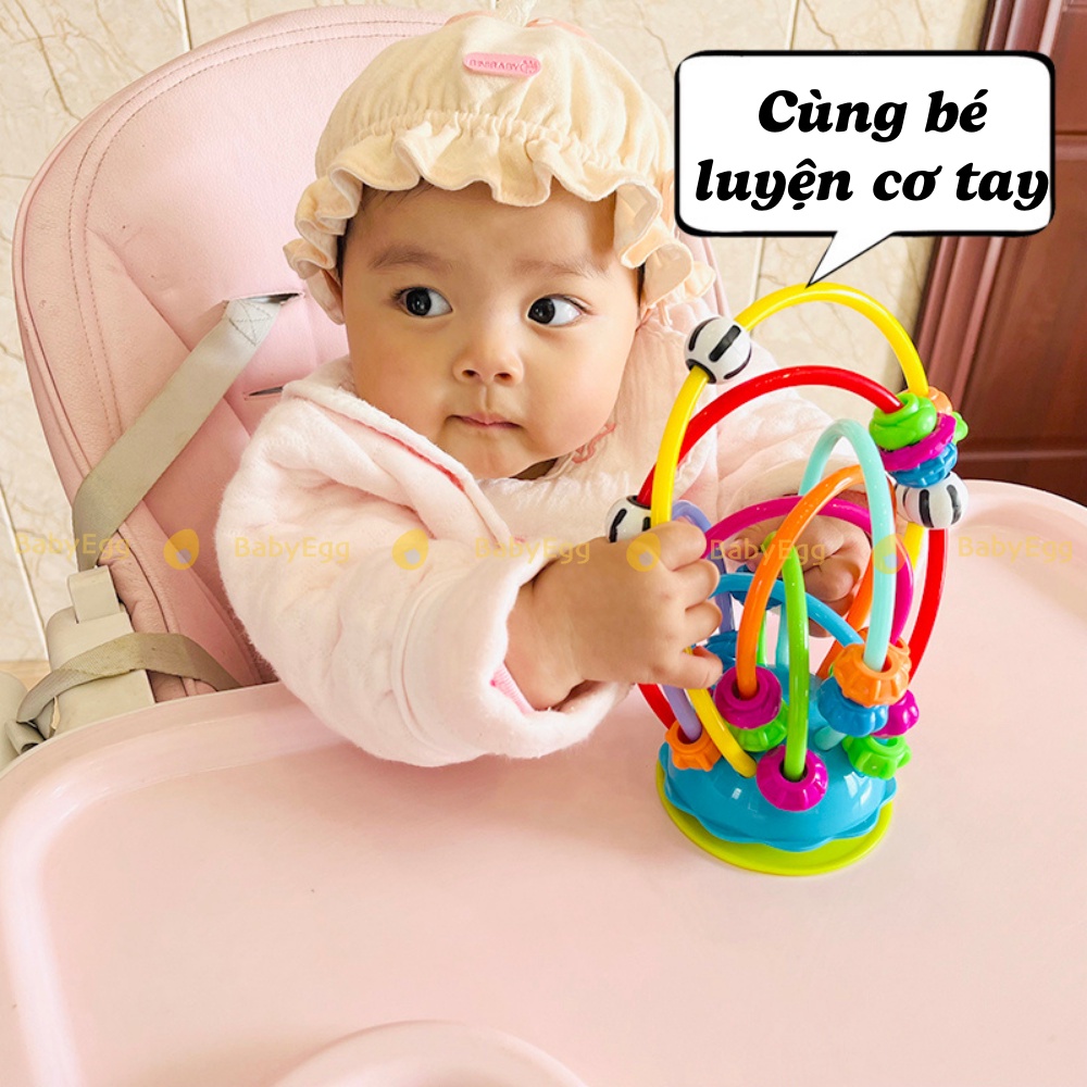 Đồ chơi xâu luồn hạt để bàn cho trẻ sơ sinh có núm hút bàn ăn dặm cho bé luyện tay mắt cho em bé sơ sinh 6m + babyegg