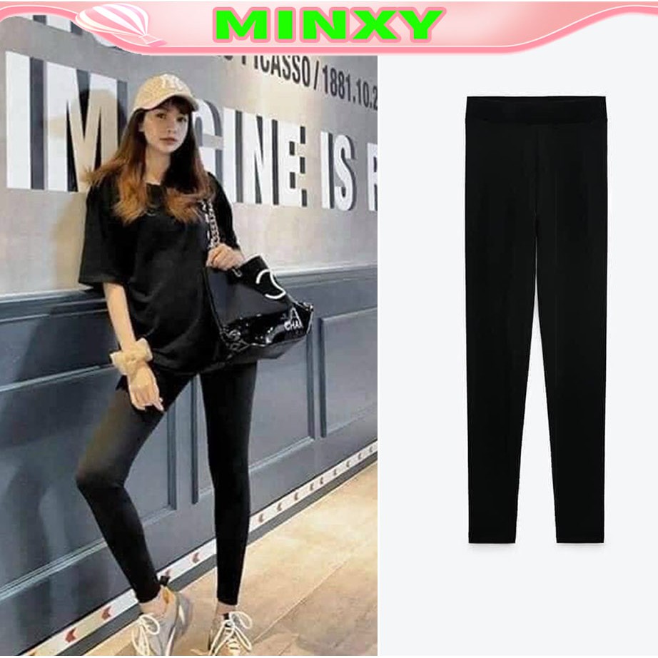 Quần legging nữ dài cottor co giãn mặc siêu tôn dáng  chân thon dài-Minxy Shop