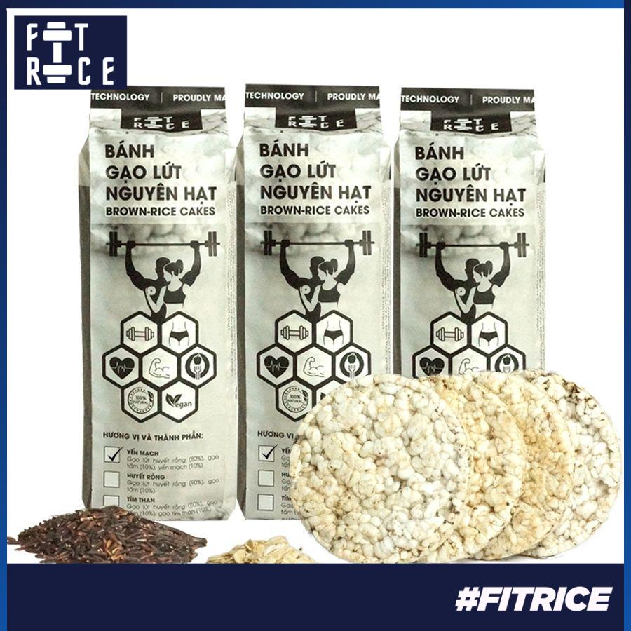 Bánh gạo lứt ăn kiêng FitRice - Hỗ trợ giảm cân, siết cơ, tập gym, eat clean (các vị: Yến mạch, Huyết rồng, Tím than)