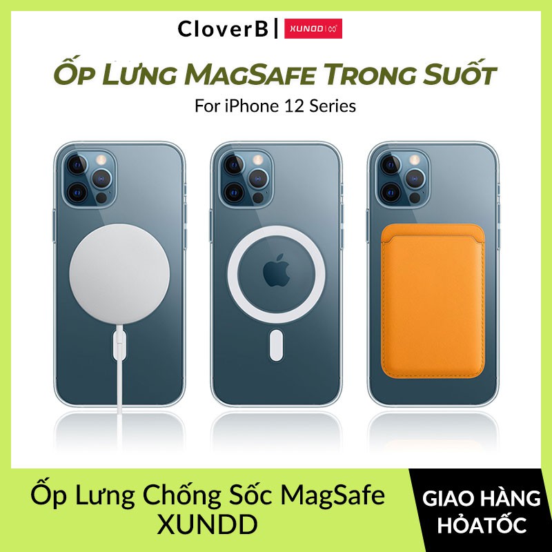 Ốp Lưng MagSafe Trong Suốt XUNDD Crystal Viền TPU Dẻo Chống Sốc,,  Mặc Lưng PC Cứng Chống Va Đập Dùng Cho iPhone 12 Pro