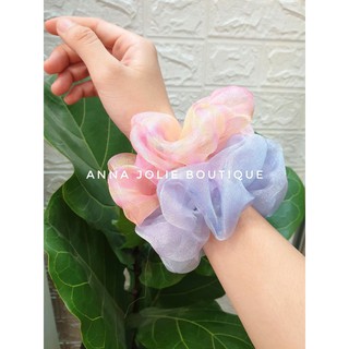 Scrunchies dây cột tóc vải voan loang màu