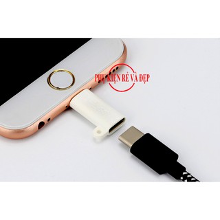 Đầu chuyển đổi từ USB Type C sang Lightning (Đen - Móc chống rơi)