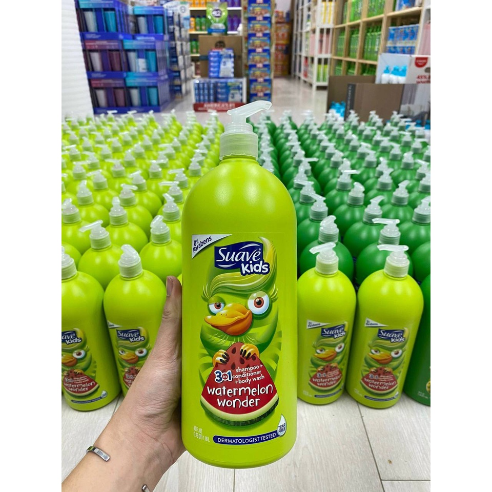 Sữa tắm cho bé Suave ⚡ HÀNG CHÍNH HÃNG ⚡ Sữa tắm Suave kid 3in1 Chai 1.18l Hương trái cây, dịu nhẹ cho mắt bé
