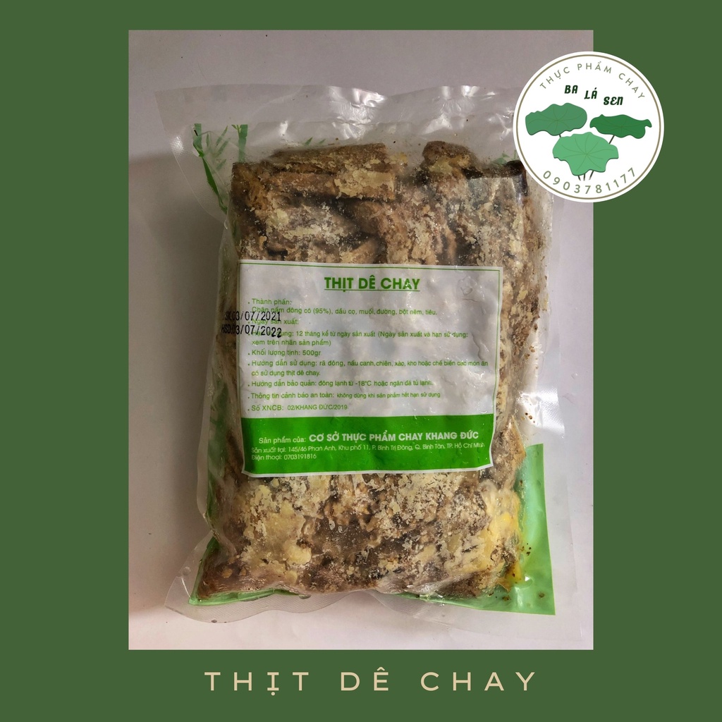 Thịt dê chay  cao cấp, chưa chế biến, bảo quản lâu đóng gói 500g