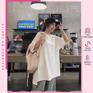 [Cao Cấp] Áo Phông Trơn Phom Dáng Rộng unisex Xẻ Vạt 4 Màu Lavity