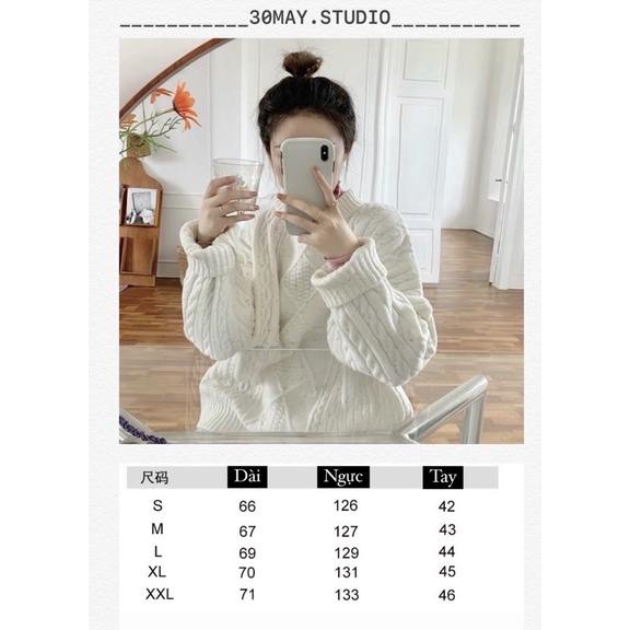 Áo len trắng cổ tròn ,cổ cao hoạ tiết chấm màu , muối tiêu Hàn Quốc Loại 1 | BigBuy360 - bigbuy360.vn