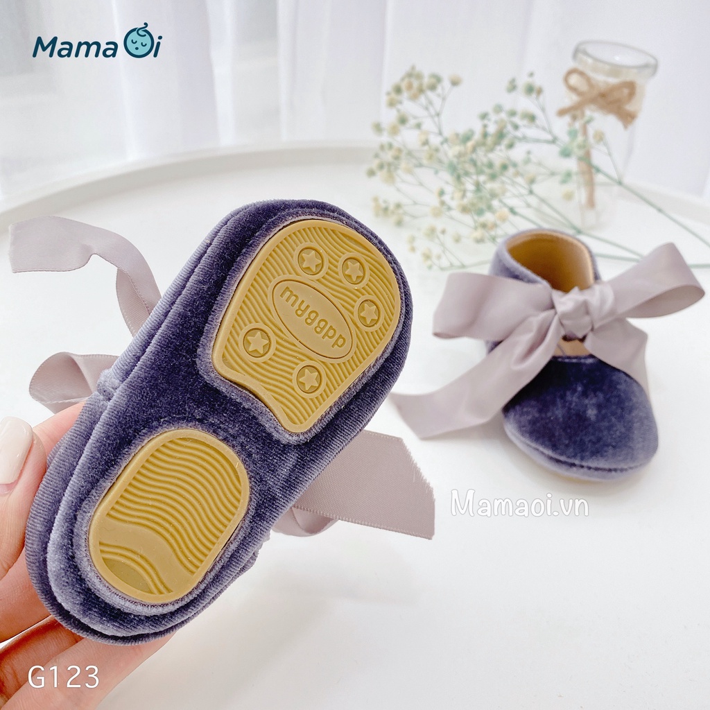 Giày tập đi cho bé búp bê nhung xám đế nhựa êm chân cho bé tập đi của Mama Ơi - Thời trang cho bé