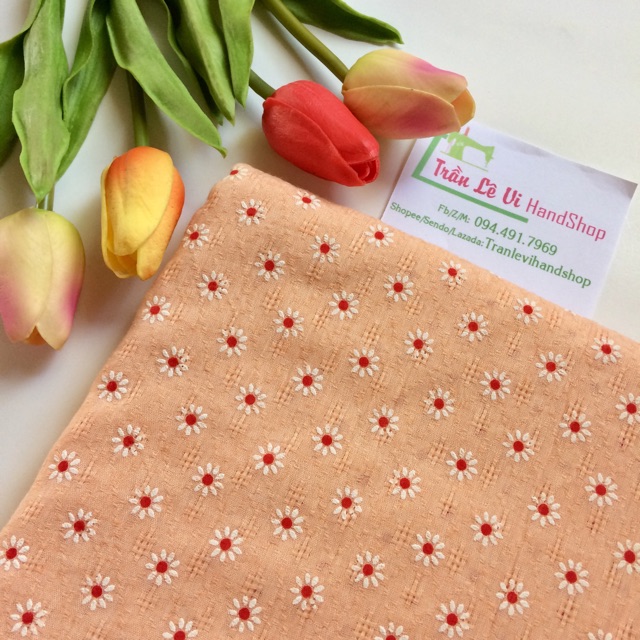 #V79🌈 VẢI TWILL HOẠ TIẾT HOA PHUN SƠN MAY ĐỒ CHO TRẺ EM, DOLL, OBITSU, DIY, DECOR, HANDMADE, QUILTING, SCRUNCHIES