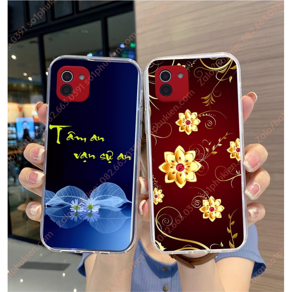 Ốp lưng Samsung A03 dẻo in hình thư pháp, hoa văn đẹp, sắc nét