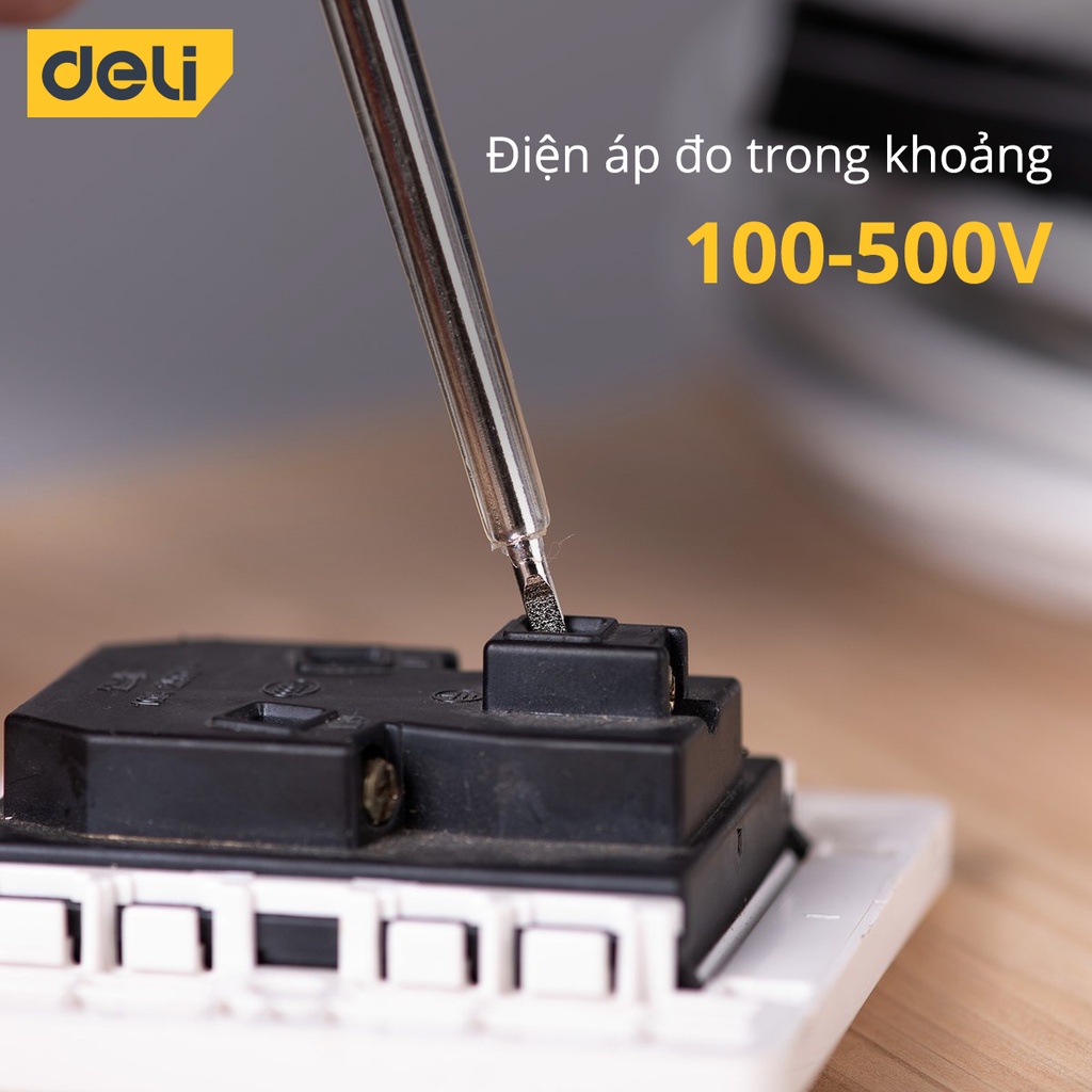 Bút Thử Điện 100-500V Deli Chính Hãng - Nhỏ Gọn, Tiện Lợi, An Toàn Sử Dụng - EDL8001