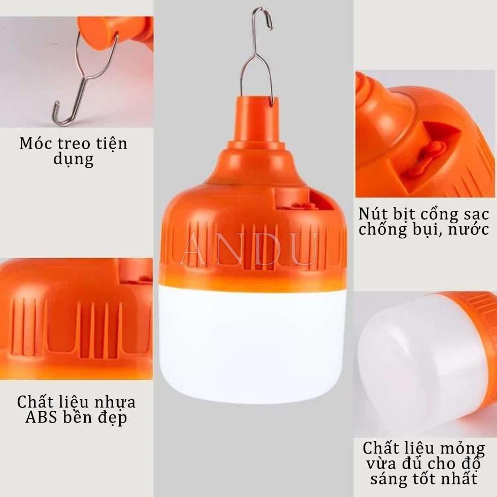 Bóng Đèn Tích Điện, Đèn Bulb 40W Tiết Kiệm Năng Lượng, Chống Nước + Kèm Sạc Điện Thông Minh