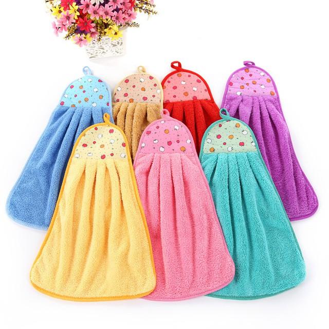 Khăn lau tay nhà bếp vải cotton thấm nước tốt, có quai móc tiện lợi cho đôi tay khô ráo ( Yên Chi Shop+