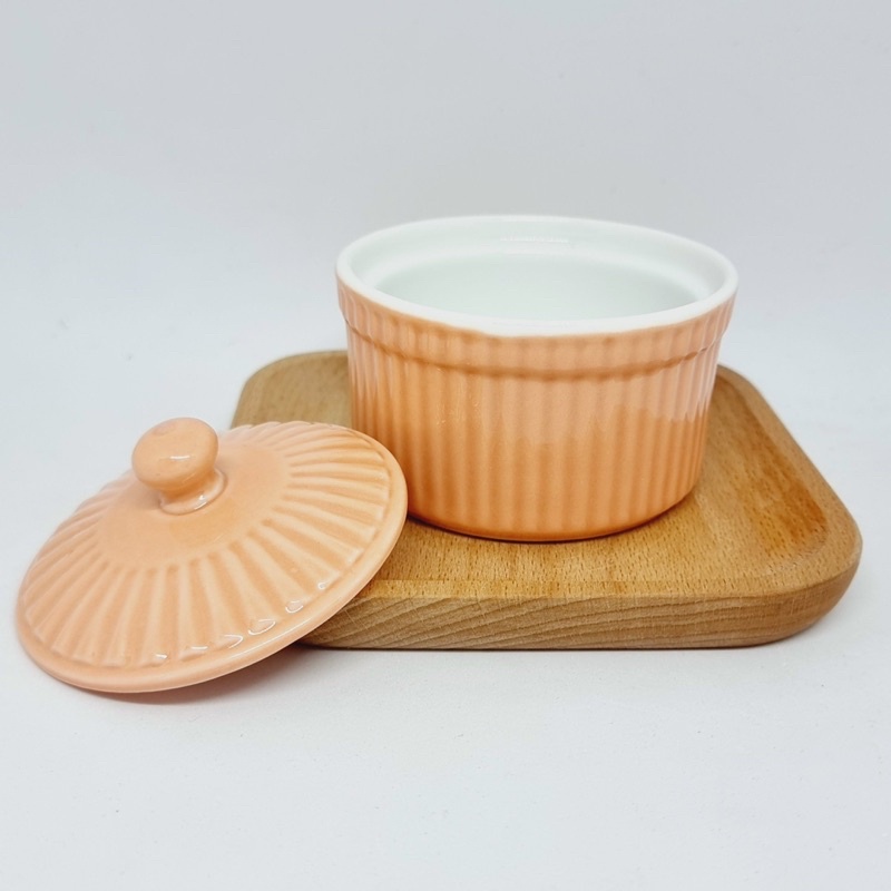 BÁT ĂN DẶM GỐM SỨ RAMENKIN CÓ NẮP ĐỰNG CHÁO, ĐỒ ĂN, DECOR